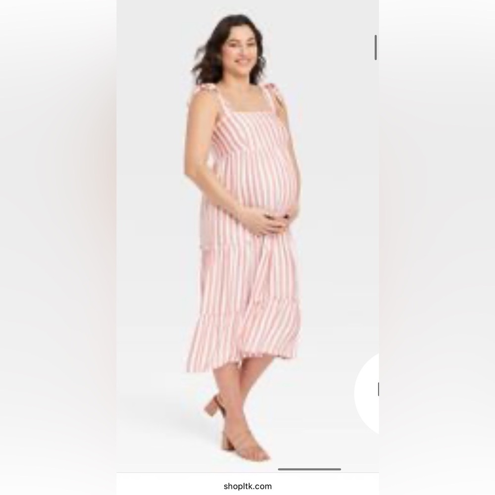 Isabel Pink Striped Maternity Dress